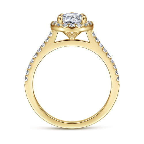 14K Yellow Gold Pear Shape Halo Diamond Engagement Ring