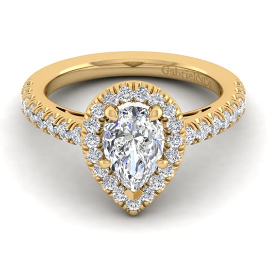 Gabriel - 14K Yellow Gold Pear Shape Halo Diamond Engagement Ring Gabriel - 14K Yellow Gold Pear Shape Halo Diamond Engagement Ring