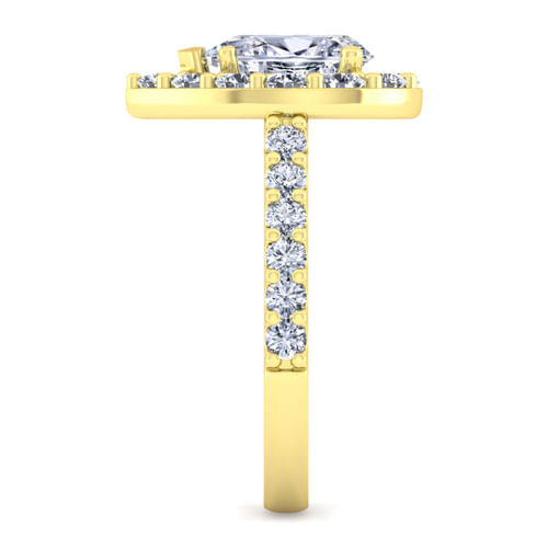 14K Yellow Gold Pear Shape Halo Diamond Engagement Ring
