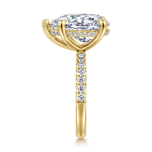 14K Yellow Gold Pear Shape Hidden Halo Diamond Engagement Ring