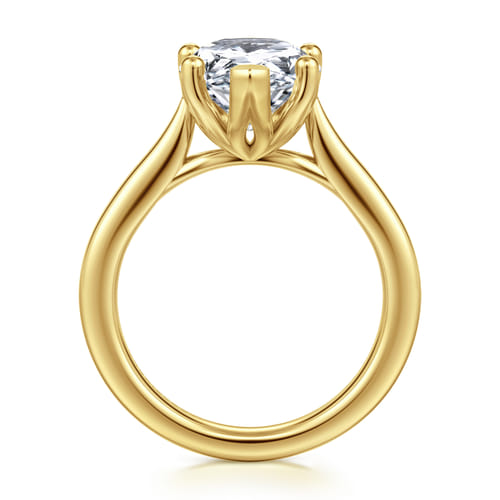 14K Yellow Gold Pear Shape Lotus Diamond Engagement Ring