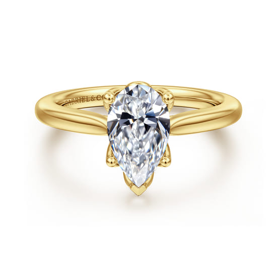 Gabriel - 14K Yellow Gold Pear Shape Lotus Diamond Engagement Ring Gabriel - 14K Yellow Gold Pear Shape Lotus Diamond Engagement Ring