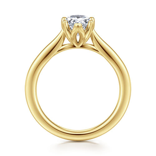 14K Yellow Gold Pear Shape Lotus Diamond Engagement Ring