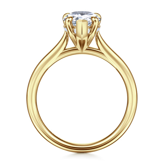 14K Yellow Gold Pear Shape Solitaire Diamond Engagement Ring angle 2