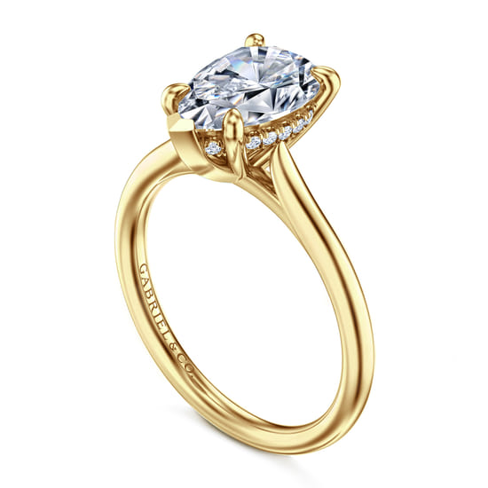 14K Yellow Gold Pear Shape Solitaire Diamond Engagement Ring angle 3