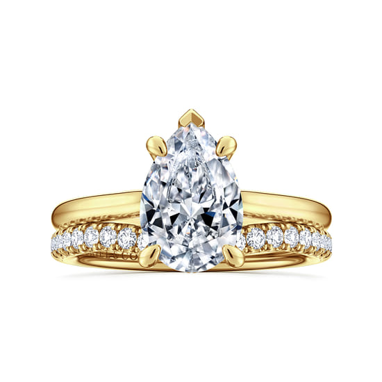 14K Yellow Gold Pear Shape Solitaire Diamond Engagement Ring angle 4