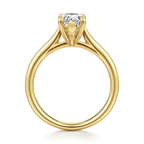 14K Yellow Gold Pear Shape Solitaire Diamond Engagement Ring