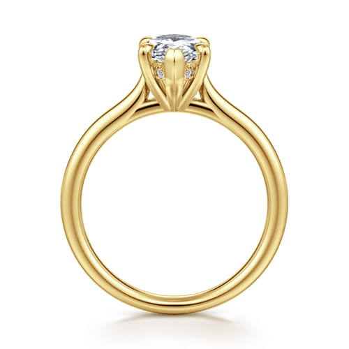 14K Yellow Gold Pear Shape Solitaire Diamond Engagement Ring