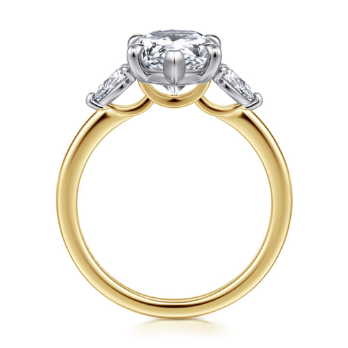 14K Yellow Gold Pear Shape Three Stone Diamond Engagement Ring