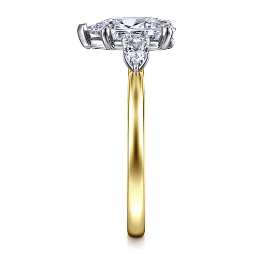 14K Yellow Gold Pear Shape Three Stone Diamond Engagement Ring