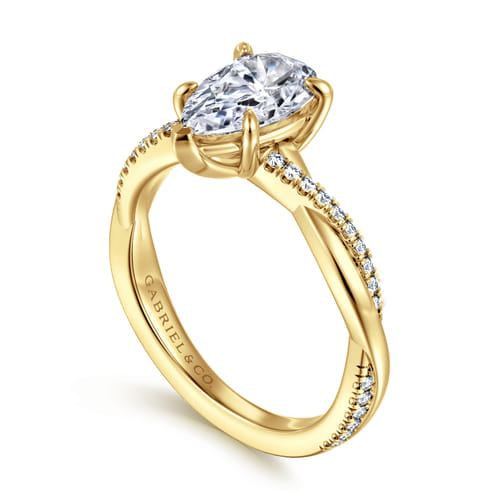 14K Yellow Gold Pear Shape Twisted Diamond Engagement Ring 14K Yellow Gold Pear Shape Twisted Diamond Engagement Ring