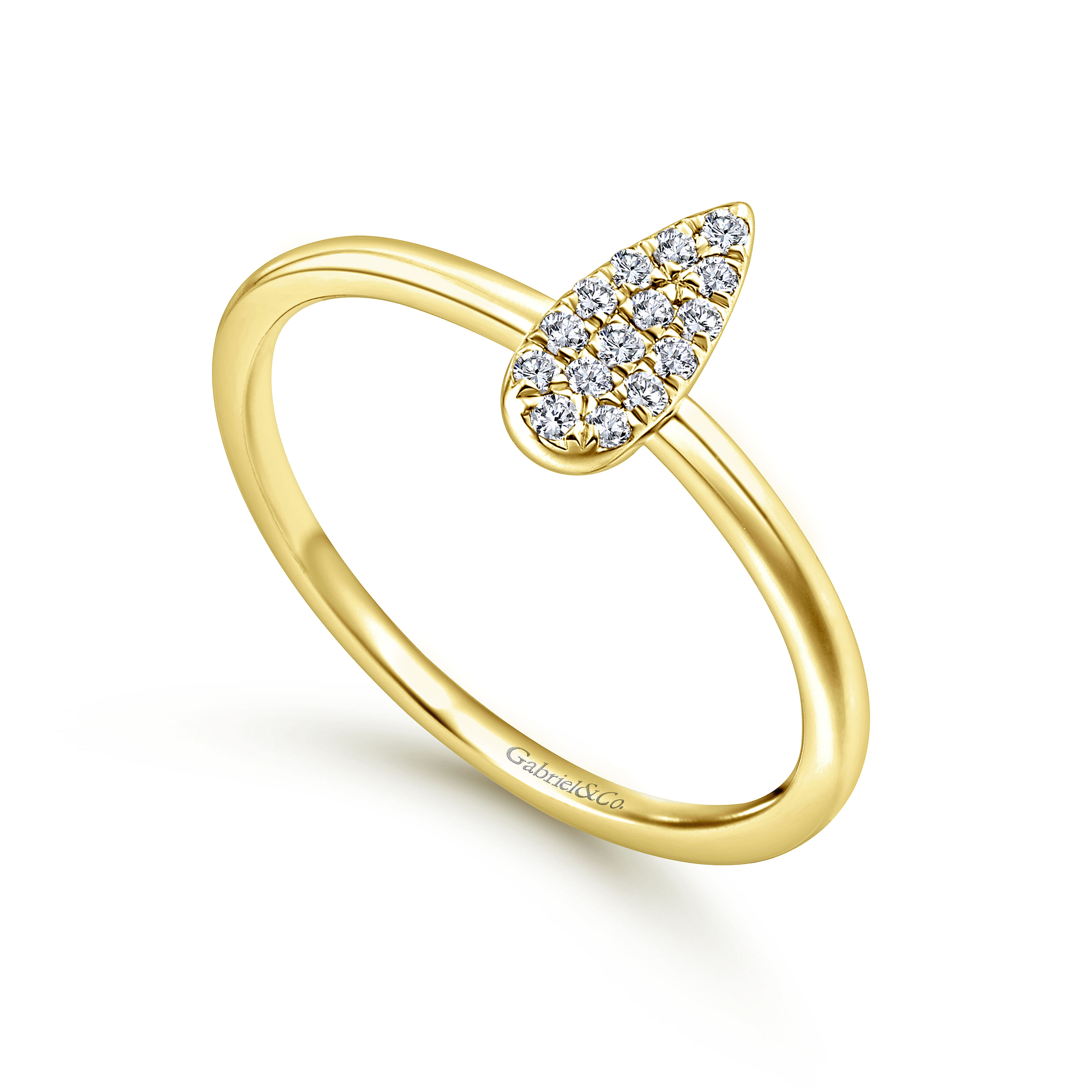 14K Yellow Gold Pear Shaped Diamond Cluster Midi Ring