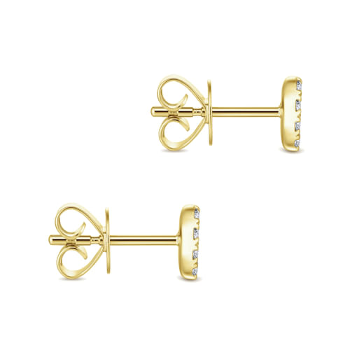 14K Yellow Gold Pear Shaped Pavé Diamond Stud Earrings