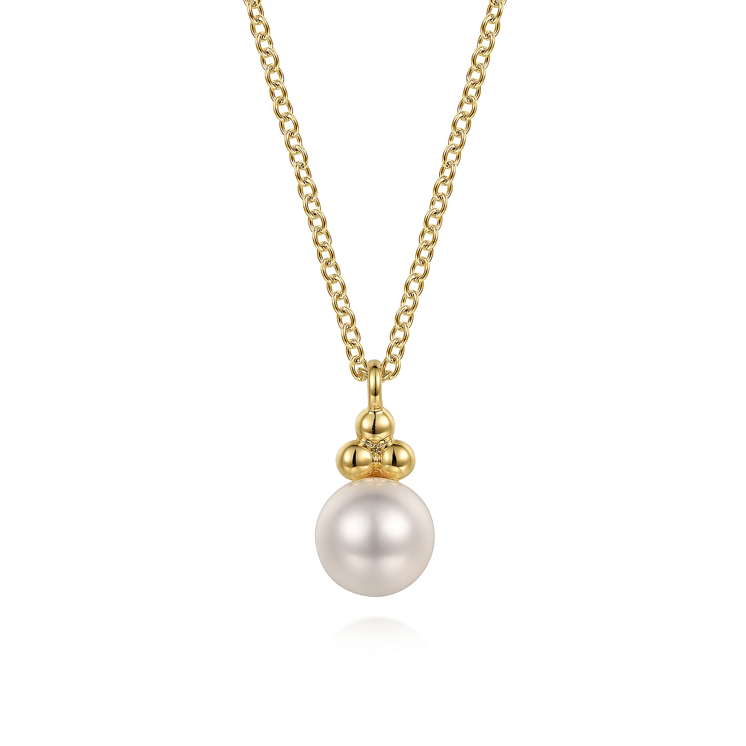 14K Yellow Gold Pearl Bujukan Drop Pendant Necklace