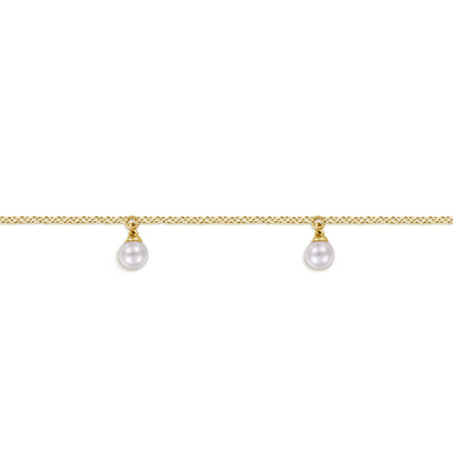 14K Yellow Gold Pearl Droplet Bracelet