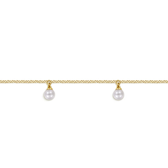 14K Yellow Gold Pearl Droplet Bracelet angle 2