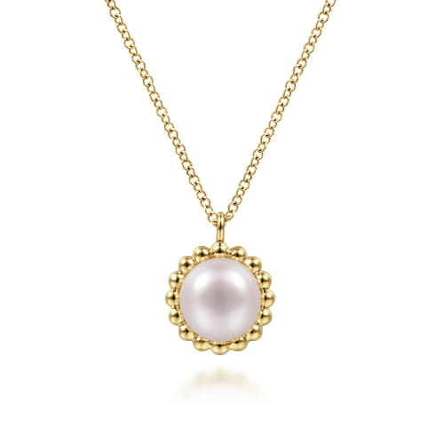 14K Yellow Gold Pearl Pendant Necklace-Bujukan 14K Yellow Gold Pearl Pendant Necklace-Bujukan