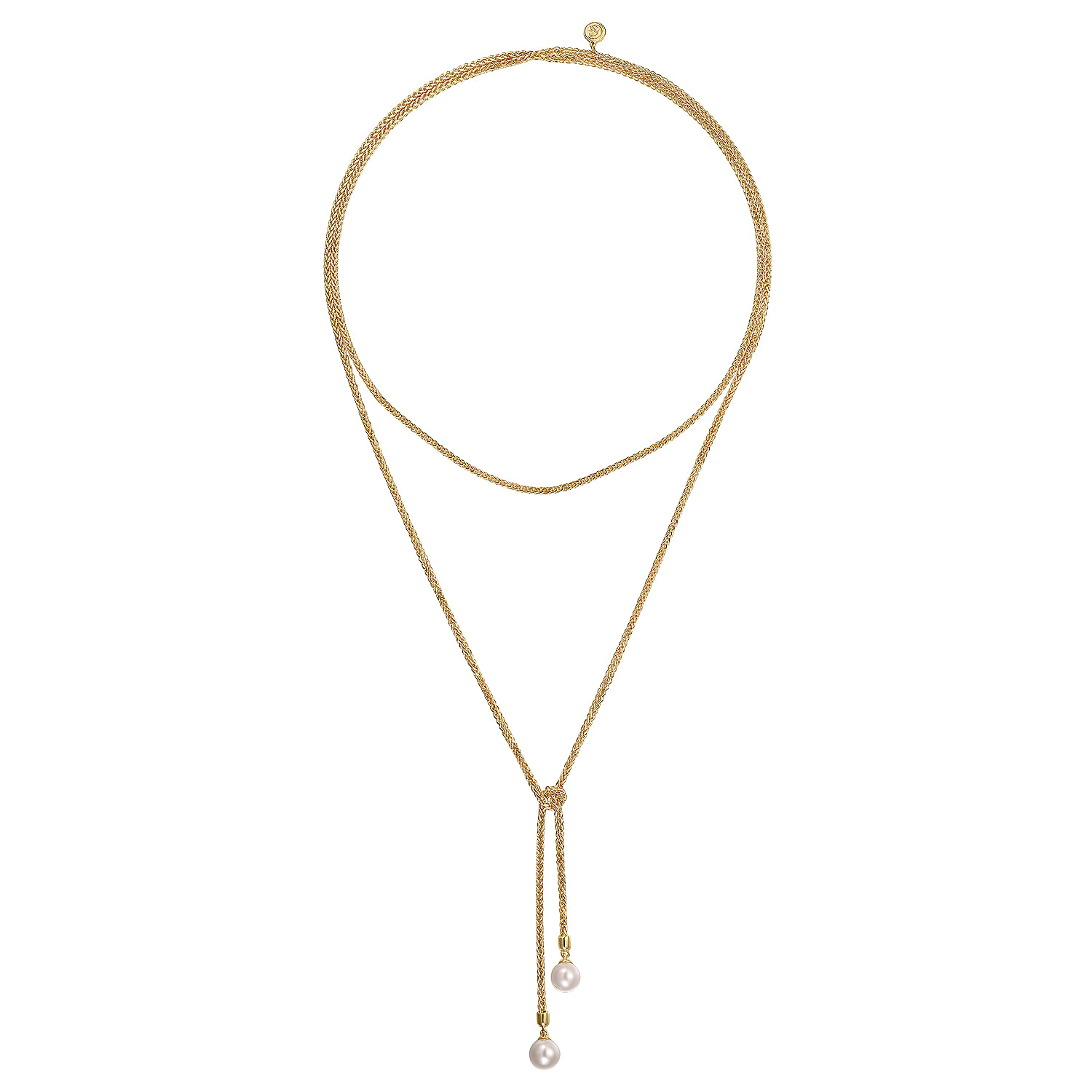 14K Yellow Gold Pearl Wrap Around And Tie Necklace