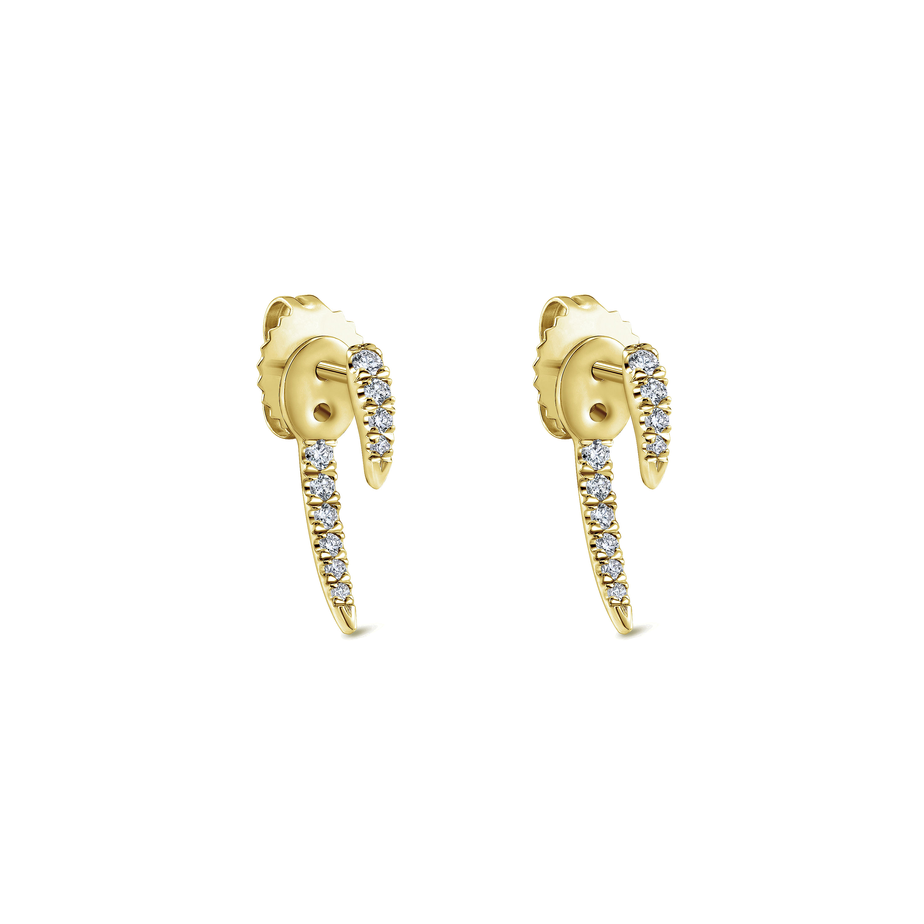 14K Yellow Gold Peek A Book Diamond Spike Earrings