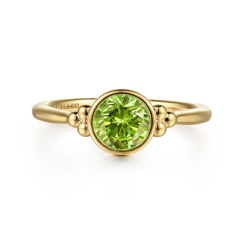 14K Yellow Gold Peridot Bujukan Promise Ring