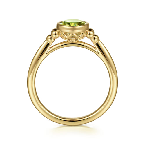14K Yellow Gold Peridot Bujukan Promise Ring