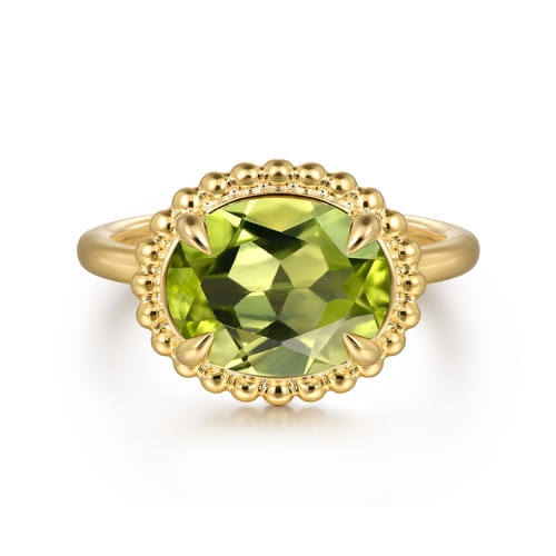 14K Yellow Gold Peridot Bujukan Promise Ring