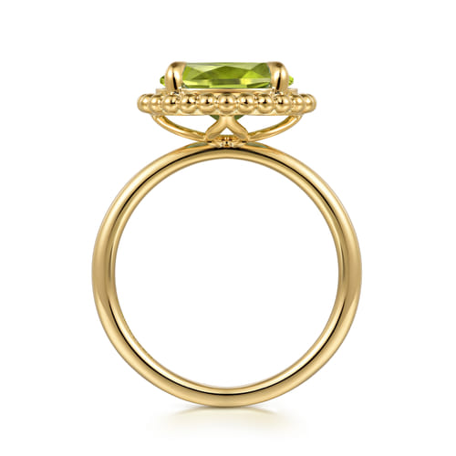14K Yellow Gold Peridot Bujukan Promise Ring
