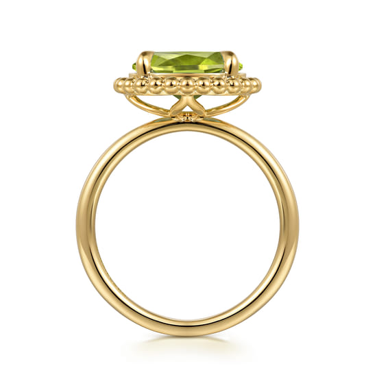 14K Yellow Gold Peridot Bujukan Promise Ring angle 2