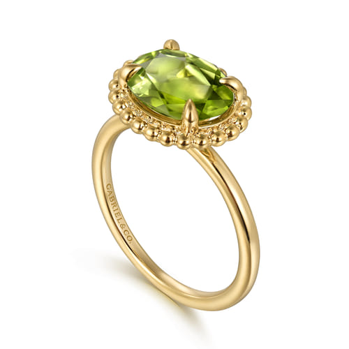14K Yellow Gold Peridot Bujukan Promise Ring