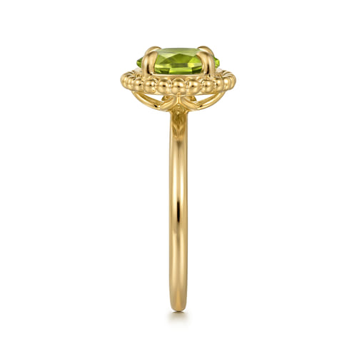 14K Yellow Gold Peridot Bujukan Promise Ring
