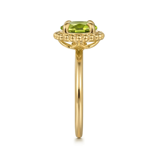 14K Yellow Gold Peridot Bujukan Promise Ring angle 4