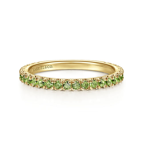 14K Yellow Gold Peridot Stackable Ring