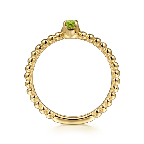 14K Yellow Gold Peridot Stackable Ring