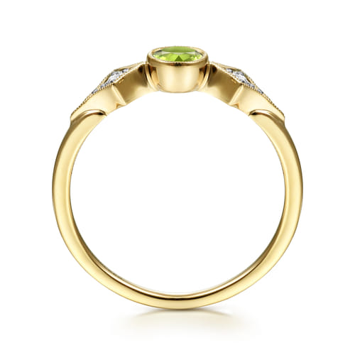 14K Yellow Gold Peridot and Diamond Promise Ring