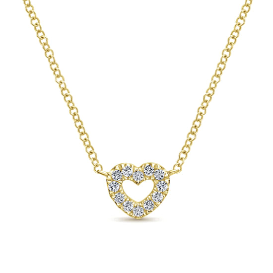 Gabriel - 14K Yellow Gold Petite Open Heart Diamond Pendant Necklace