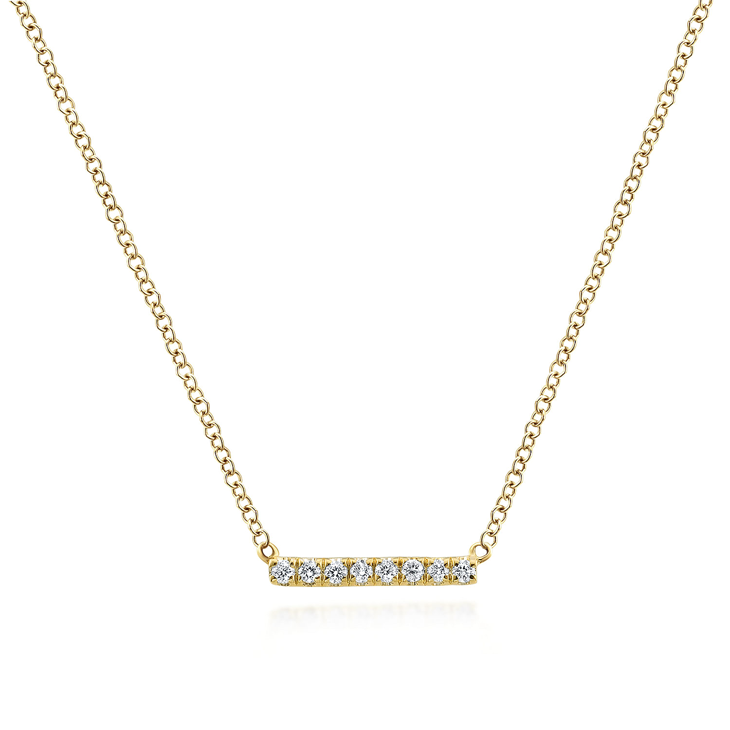 Gabriel - 14K Yellow Gold Petite Pavé Diamond Bar Necklace