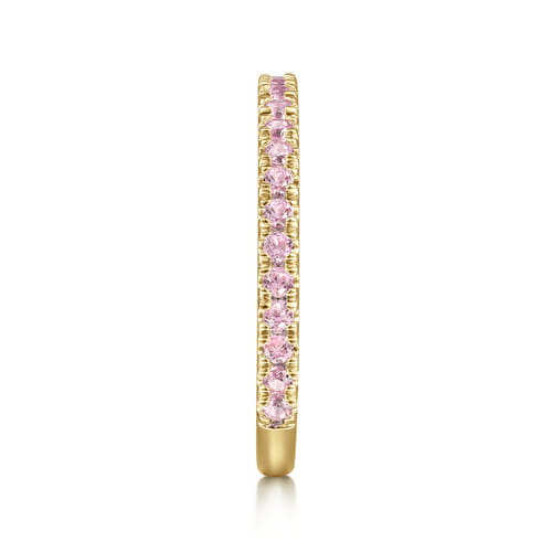 14K Yellow Gold Pink Created Cubic Zirconia Stackable Ring