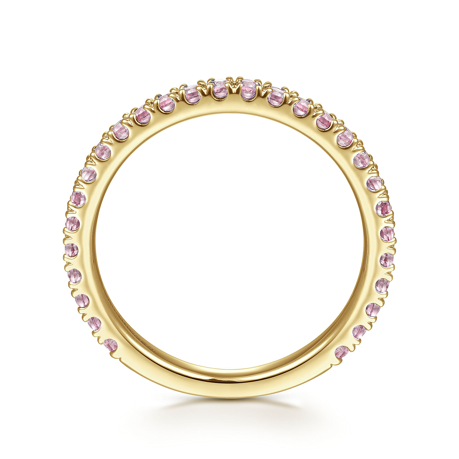 14K Yellow Gold Pink Created Zircon Stackable Ring