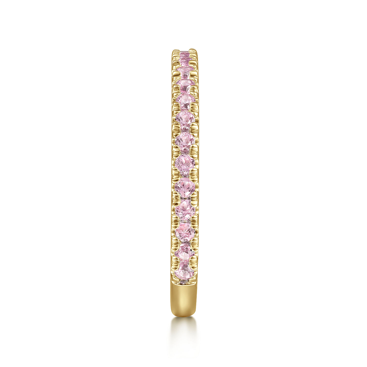 14K Yellow Gold Pink Created Zircon Stackable Ring
