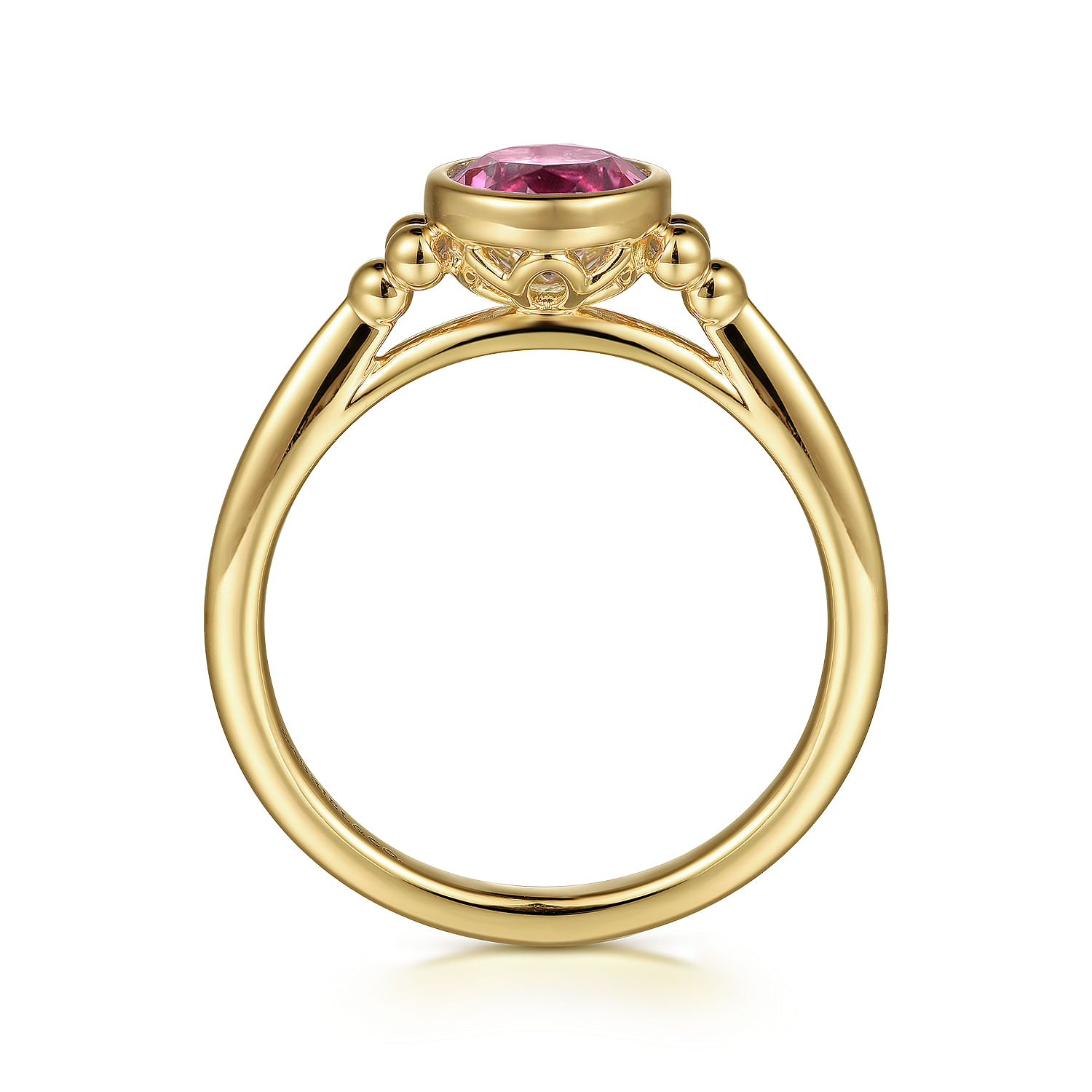 14K Yellow Gold Pink Tourmaline Bujukan Ladies Ring