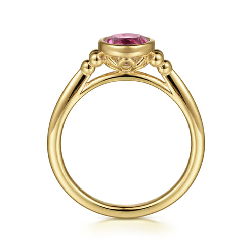 14K Yellow Gold Pink Tourmaline Bujukan Promise Ring