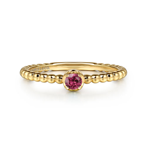 14K Yellow Gold Pink Tourmaline Stackable Ring