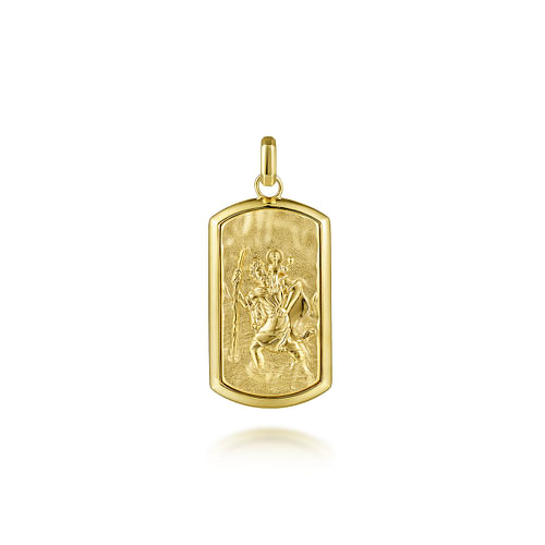 14K Yellow Gold Plain Dog Tag Mens Pendant