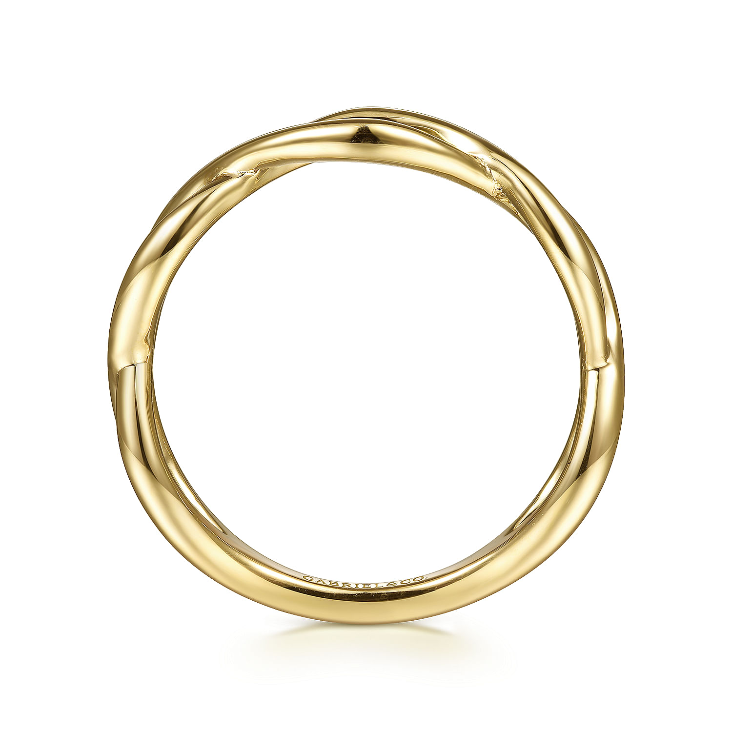 14K Yellow Gold Plain Twisted Stackable Ring