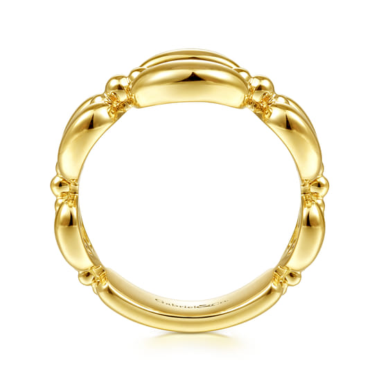 14K Yellow Gold Polished Chain Link Ring with Bujukan Bead Connector angle 2