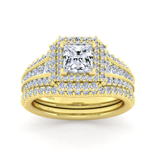 14K Yellow Gold Princess Cut Diamond Channel Set Engagement Ring