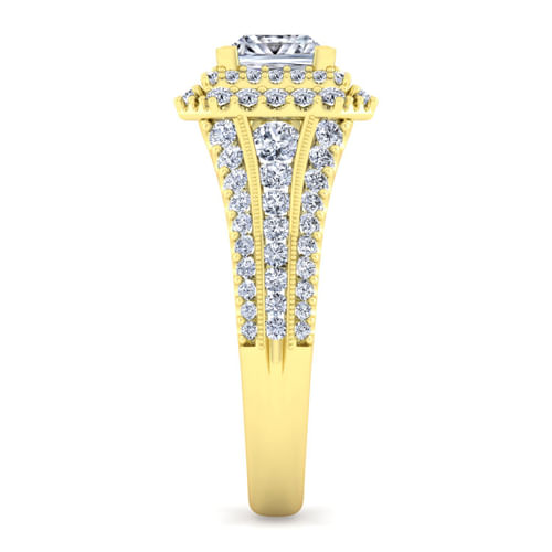 14K Yellow Gold Princess Cut Diamond Channel Set Engagement Ring