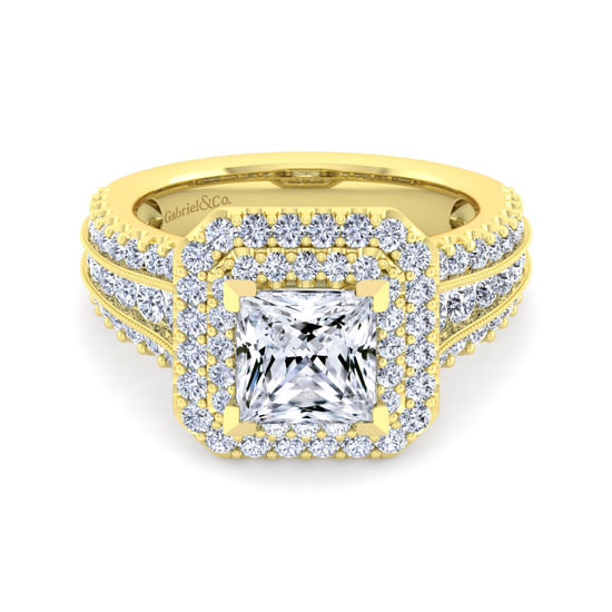 Gabriel - 14K Yellow Gold Princess Cut Diamond Channel Set Engagement Ring
