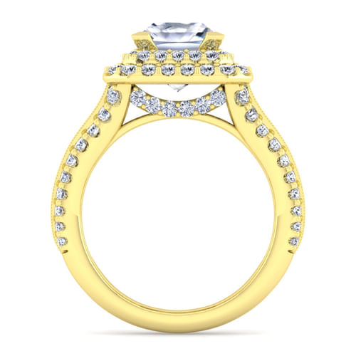 14K Yellow Gold Princess Cut Diamond Channel Set Engagement Ring