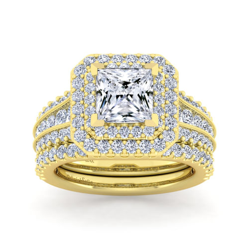 14K Yellow Gold Princess Cut Diamond Channel Set Engagement Ring